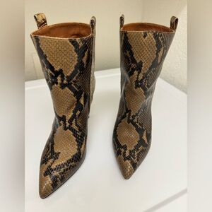 Paris‎ Texas Tan/Gold Python Stiletto Heels Ankle Boots Size 7.5 EUC